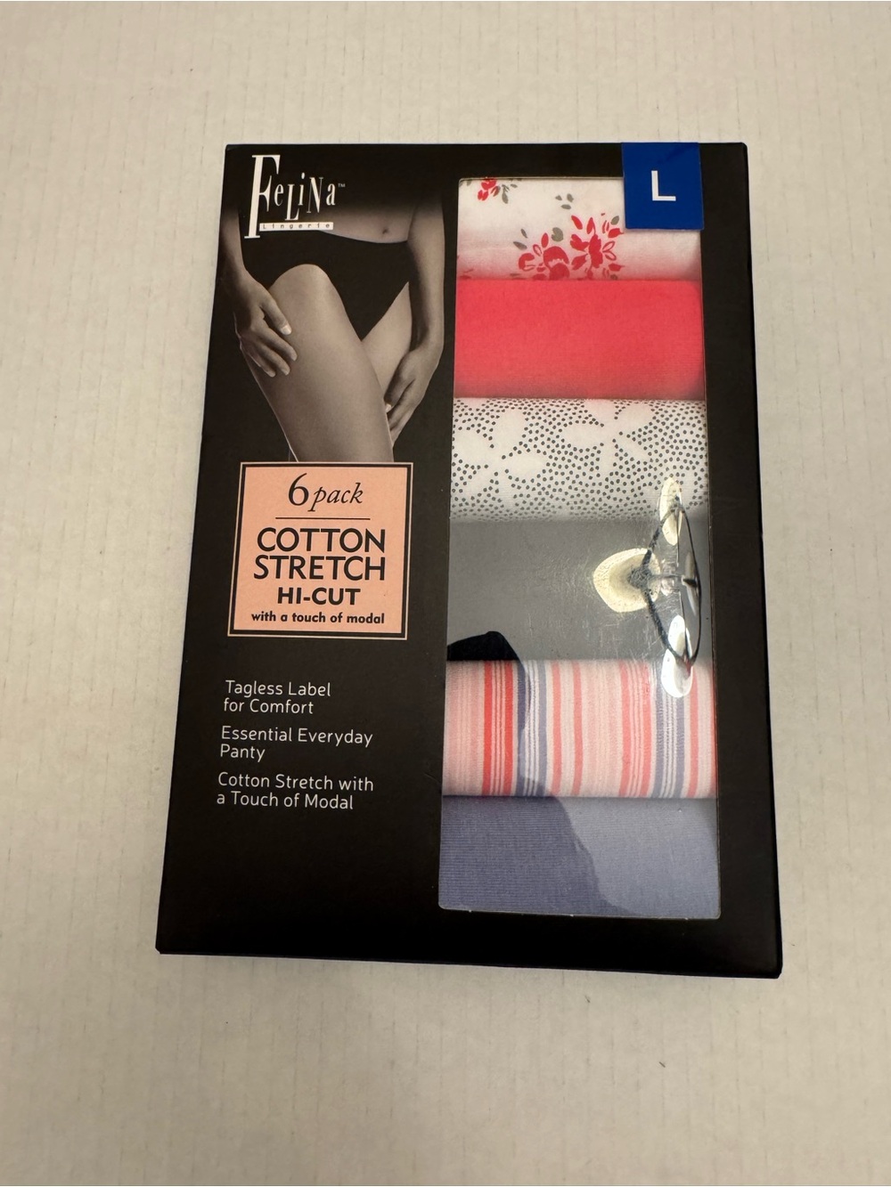 Fejiya 6-Pack Cotton Stretch Hi-Cut Panty Set - Mixed Colors